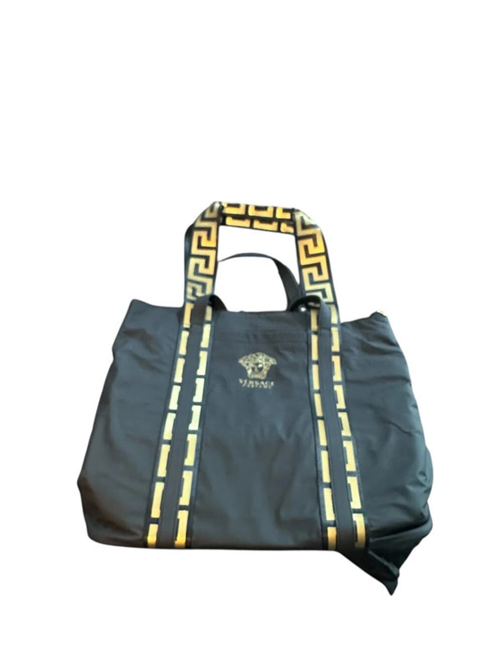 NWT Versace Parfums Black & Gold Medusa Weekender Tote Bag